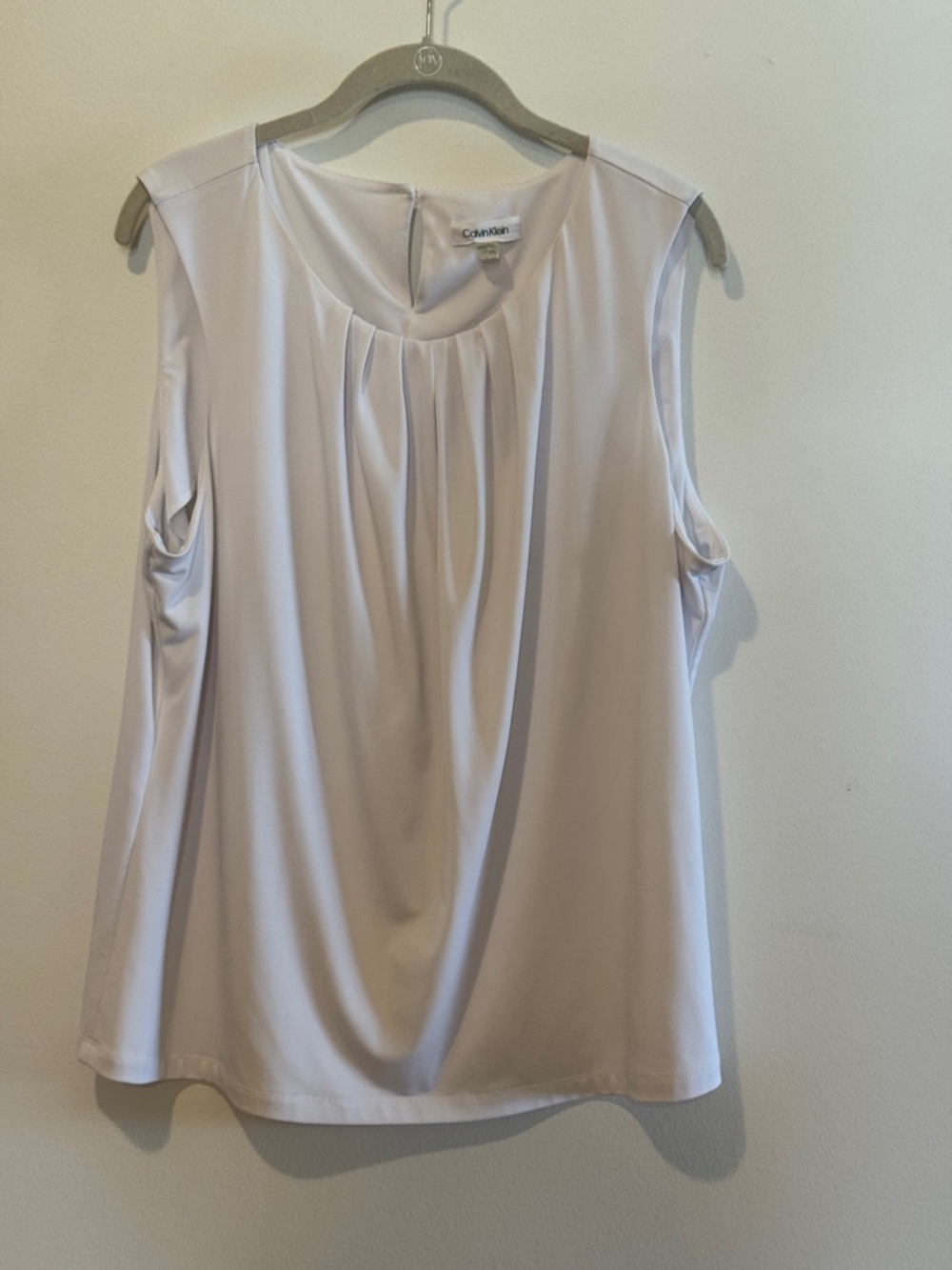 Calvin Klein Sleeveless Pleated Shell Top in White